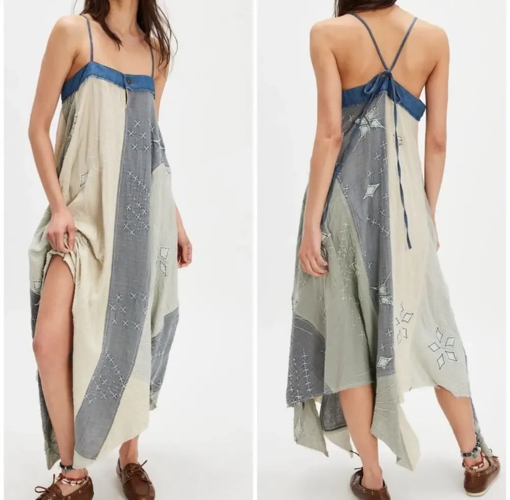 Free People northern star midi dress blue denim